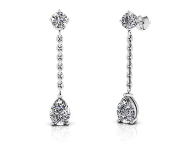 Elegant Pear Diamond Drop Earrings Diamond  with 1.02 ct.(finished) 6x4mm, 3.8mm