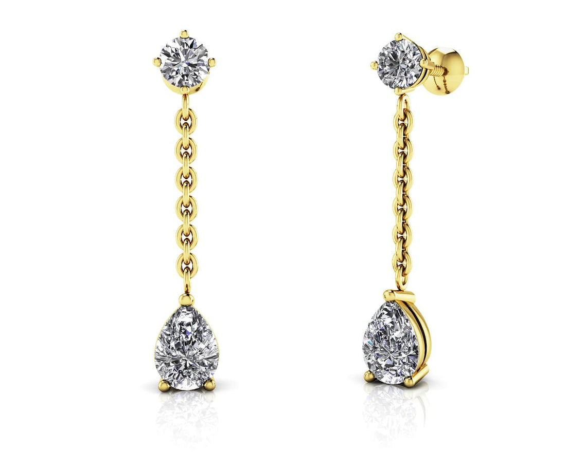 Elegant Pear Diamond Drop Earrings Diamond  with 1.92 ct.(finished) 8x5mm, 3.8mm