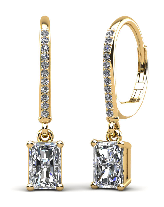 Modern Chic Emerald Cut Drop Earrings Lab-Grown Diamond  with 1.61 ct.(finished) 6.5x4.5mm, 1mm