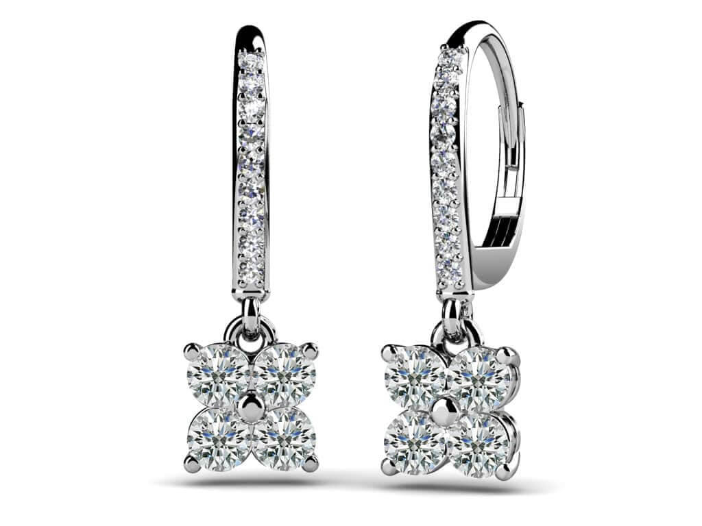 Drop Quad Diamond Earrings Diamond  with 1.14 ct.(finished) 1.3mm, 3.2mm