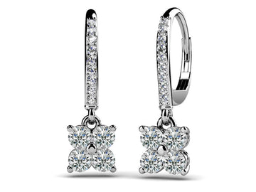 Drop Quad Diamond Earrings Diamond  with 1.73 ct.(finished) 1.4mm, 3.7mm