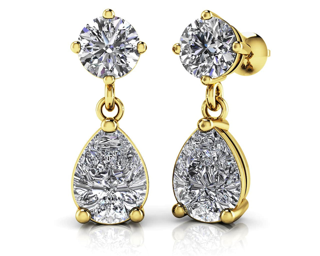 Alluring Round And Pear Shaped Drop Earrings Lab-Grown Diamond  with 1.60 ct.(finished) 7x5mm, 4.25mm