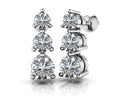 Triple Diamond Drop Earrings Diamond  with 1.00 ct.(finished) 2.7mm, 3.4mm, 4.2mm