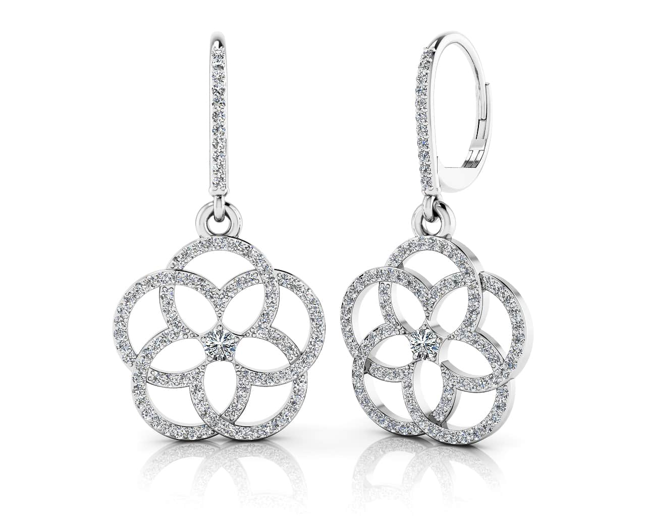 Love Blossom Diamond Earrings Lab-Grown Diamond  with 1.11 ct.(finished) 1mm, 2.7mm