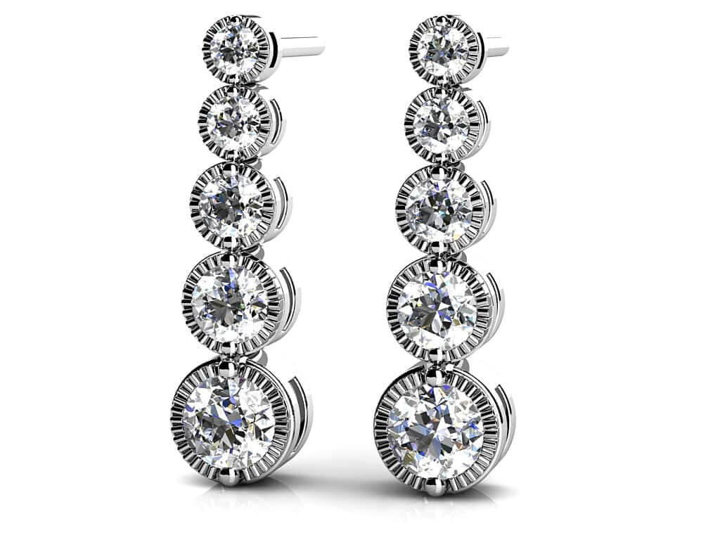 Milgrain Edge Diamond Journey Earrings Lab-Grown Diamond  with 1.47 ct.(finished)