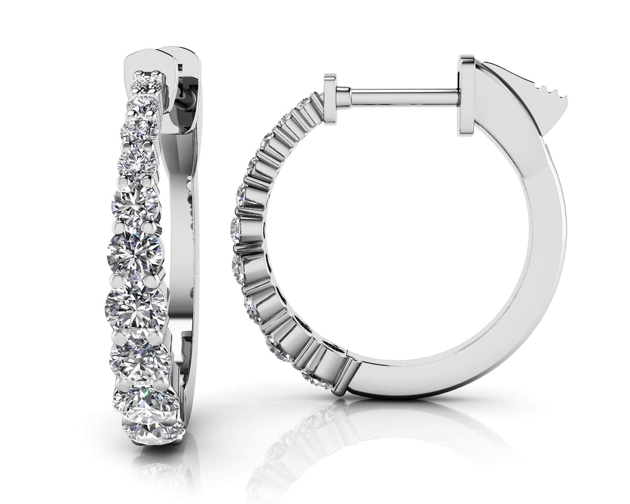 Petite Tapered Diamond Hoop Earrings Diamond  with 0.71 ct.(finished)