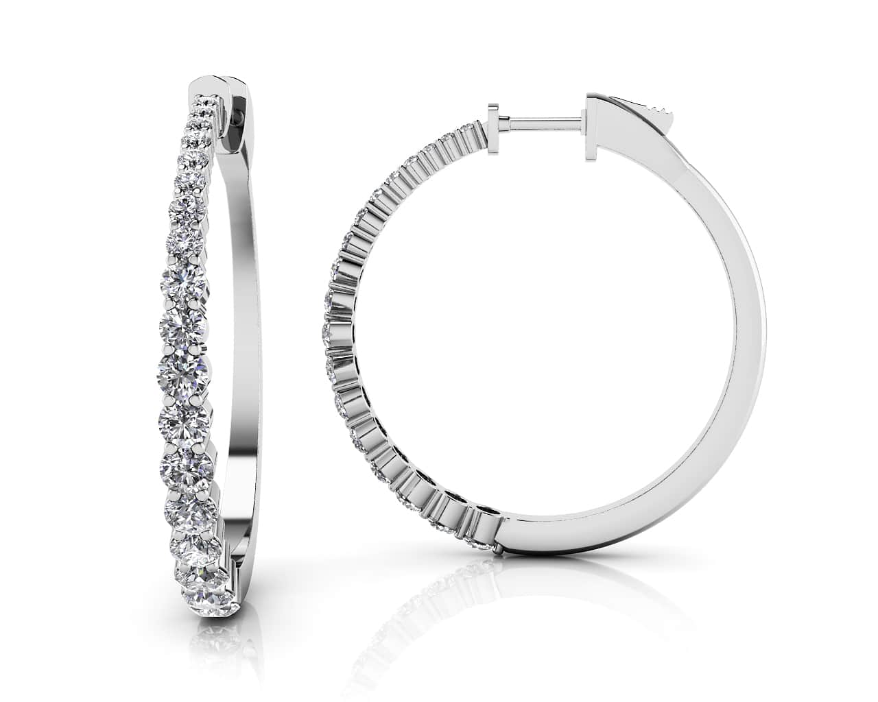 Brilliant Tapered Diamond Hoop Earrings Lab-Grown Diamond  with 2.13 ct.(finished)