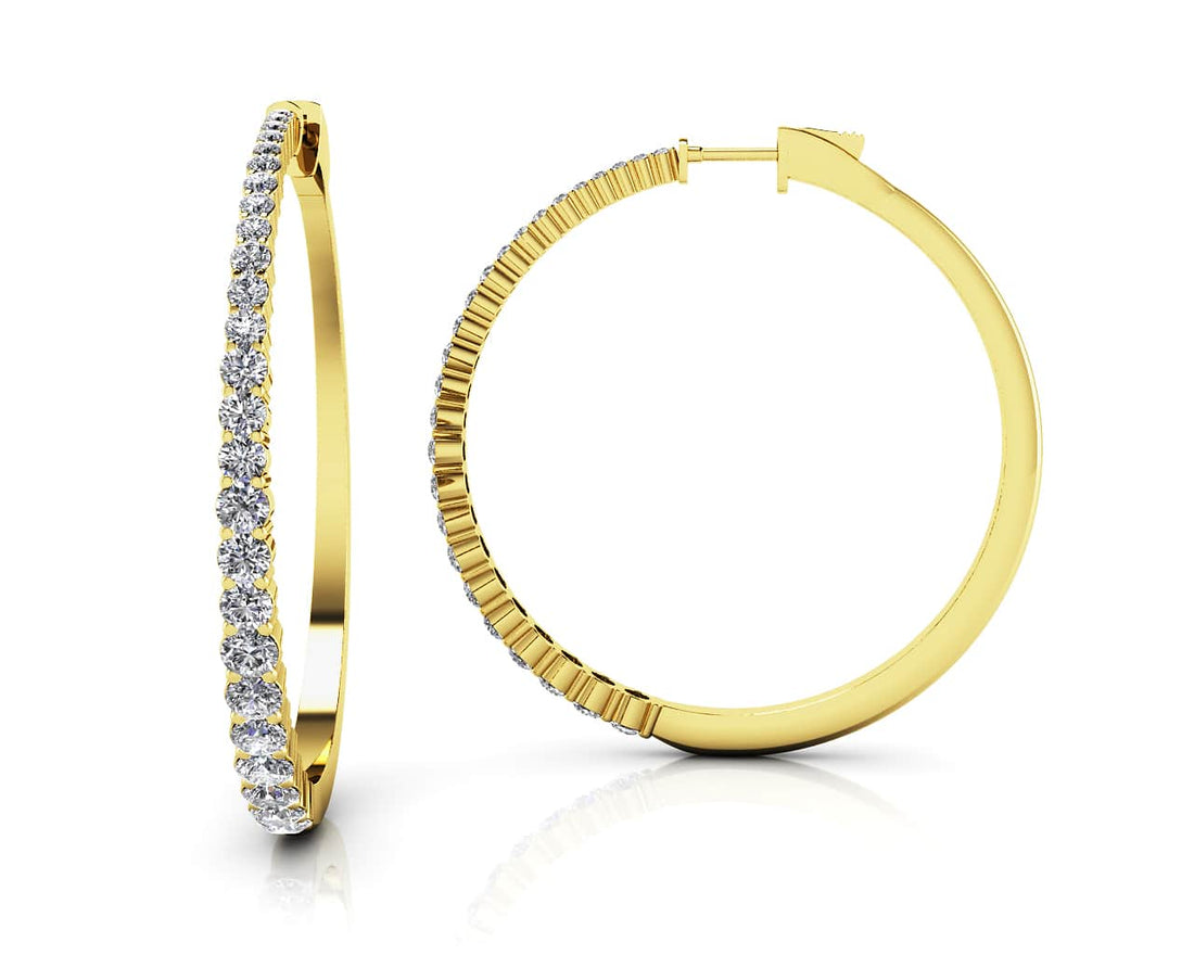 Sophisticated Tapered Diamond Hoop Earrings Diamond  with 3.37 ct.(finished)