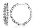 Shared Prong Diamond Hoop Earrings Small Lab-Grown Diamond  with 1.45 ct.(finished) 2mm