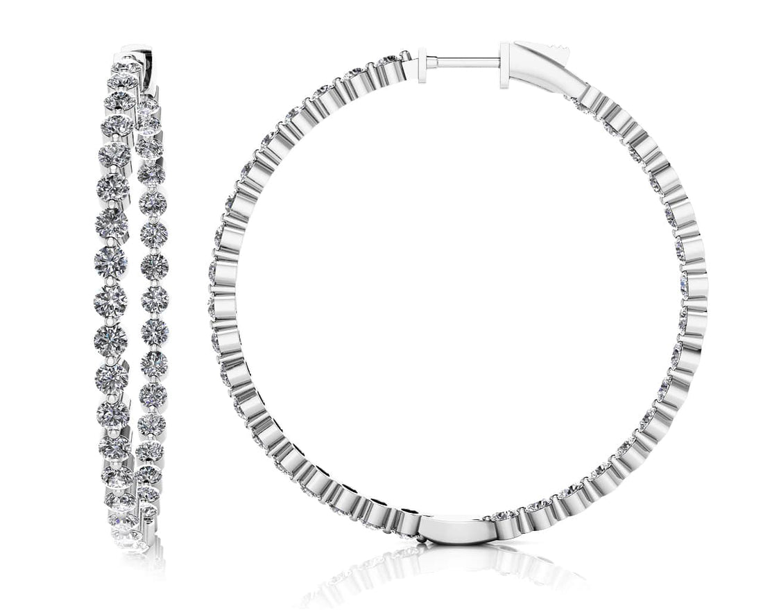 Shared Prong Diamond Hoop Earrings Extra Large Lab-Grown Diamond  with 4.18 ct.(finished) 2.4mm