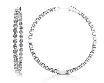 Shared Prong Diamond Hoop Earrings Extra Large Lab-Grown Diamond  with 7.20 ct.(finished) 3.2mm