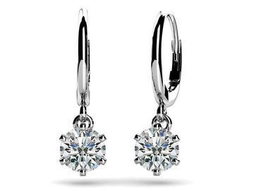 Six Prong Solitaire Diamond Drop Earrings Diamond  with 0.50 ct.(finished) 4.0mm