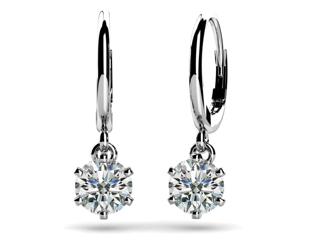 Six Prong Solitaire Diamond Drop Earrings Lab-Grown Diamond  with 1.50 ct.(finished) 5.7mm