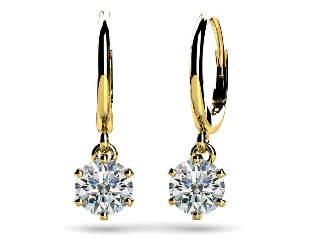 Six Prong Solitaire Diamond Drop Earrings Diamond  with 0.76 ct.(finished) 4.6mm