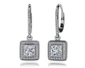 Milgrain Princess Cut Diamond Drop Earrings Diamond  with 1.55 ct. (2X0.60 ct. center diamonds)