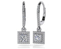 Princess Cut Diamond Drop Earrings Lab-Grown Diamond  with 0.58 ct. (2X0.16 ct. center diamonds)