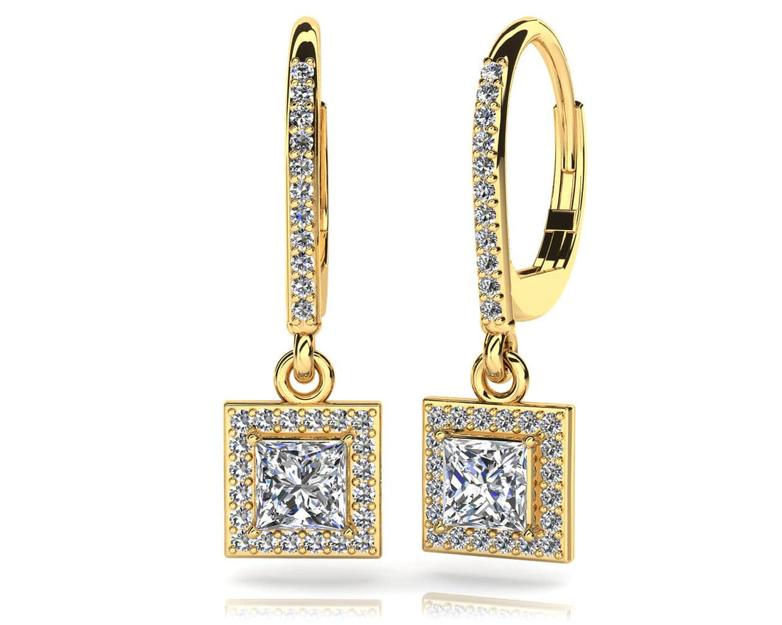 Princess Cut Diamond Drop Earrings Lab-Grown Diamond  with 1.21 ct. (2X0.45 ct. center diamonds)