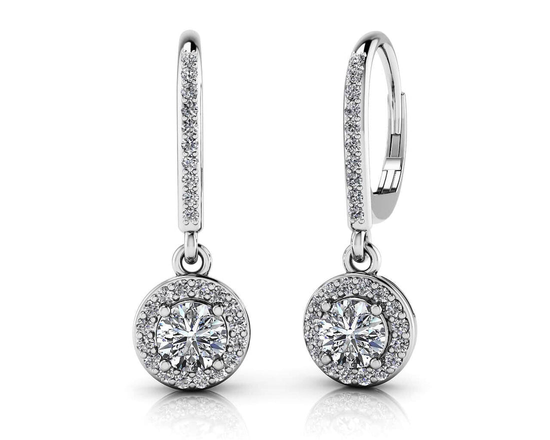 Surrounded With Love Diamond Drop Earrings Lab-Grown Diamond  with 0.78 ct. (2X0.25 ct. center diamonds)