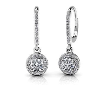 Surrounded With Love Diamond Drop Earrings Lab-Grown Diamond  with 1.38 ct. (2X0.50 ct. center diamonds)