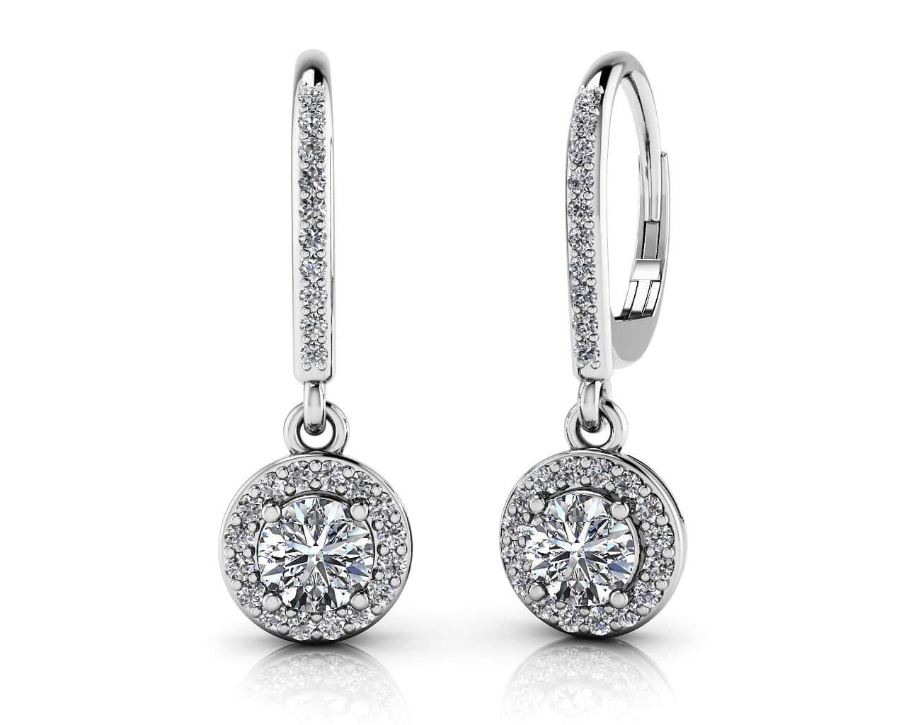 Surrounded With Love Diamond Drop Earrings Diamond  with 1.18 ct. (2X0.40 ct. center diamonds)