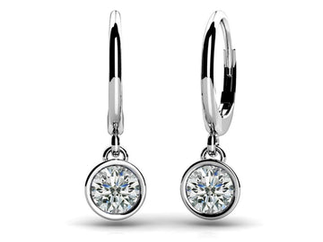 Bezel Set Diamond Drop Earrings Diamond  with 1.26 ct.(finished) 5.4mm