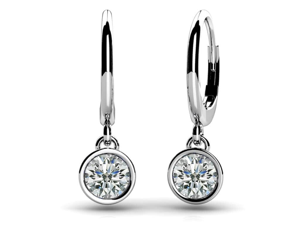 Bezel Set Diamond Drop Earrings Diamond  with 2.00 ct.(finished) 6.5mm