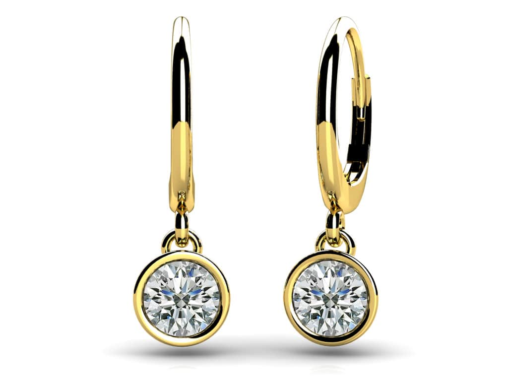 Bezel Set Diamond Drop Earrings Lab-Grown Diamond  with 1.50 ct.(finished) 5.7mm