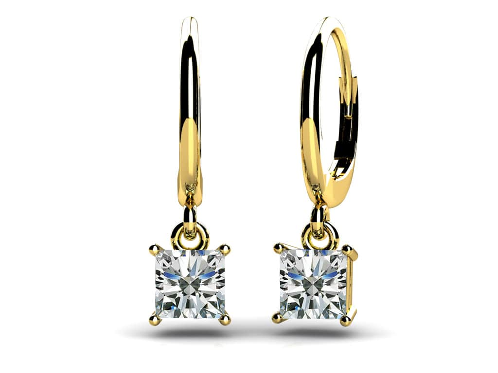 Four Prong Princess Cut Diamond Drop Earrings Lab-Grown Diamond  with 1.00 ct.(finished) 4.5mm