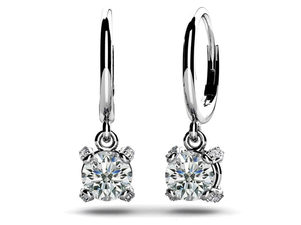 Royal Four Prong Diamond Drop Earrings Diamond  with 0.66 ct.(finished) 1.0mm, 4.0mm