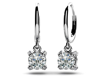 Royal Four Prong Diamond Drop Earrings Lab-Grown Diamond  with 1.36 ct.(finished) 1.1mm, 5.3mm