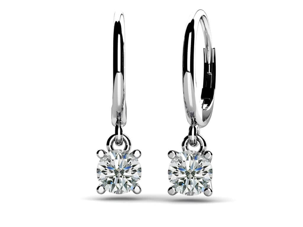 Classic Four Prong Diamond Drop Earrings Diamond  with 0.32 ct.(finished) 3.5mm