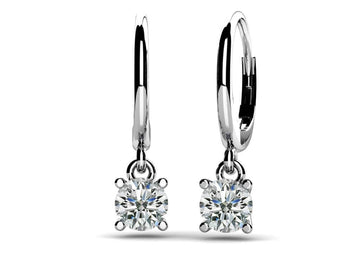 Classic Four Prong Diamond Drop Earrings Lab-Grown Diamond  with 2.00 ct.(finished) 6.5mm