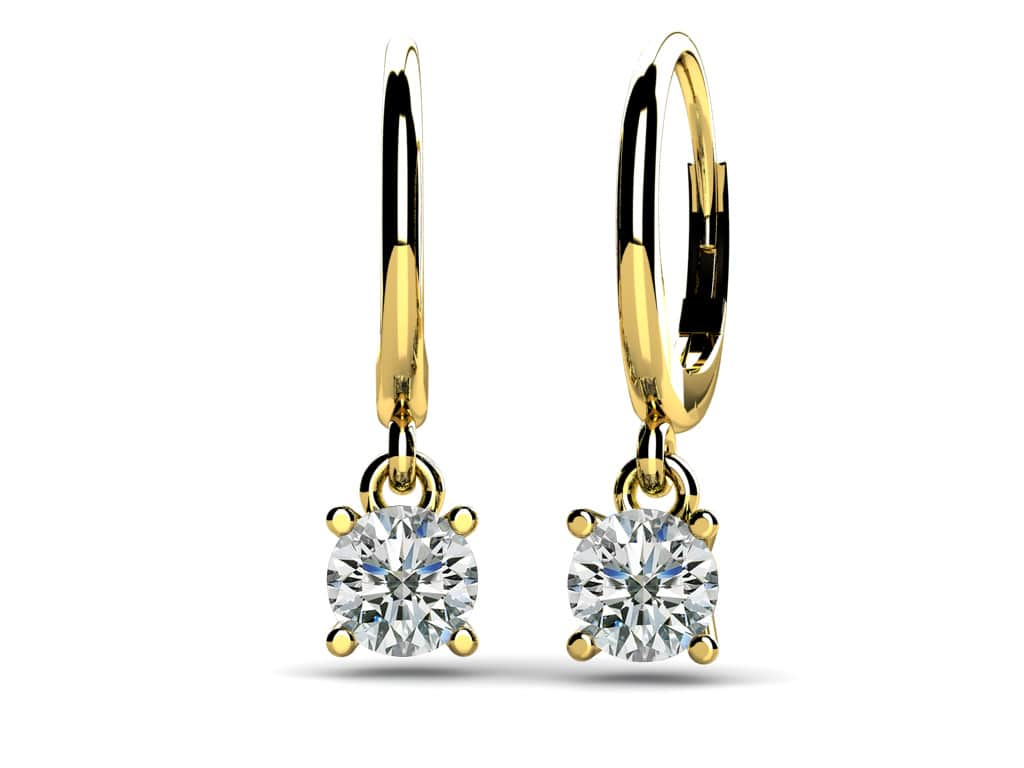 Classic Four Prong Diamond Drop Earrings Lab-Grown Diamond  with 1.26 ct.(finished) 5.4mm