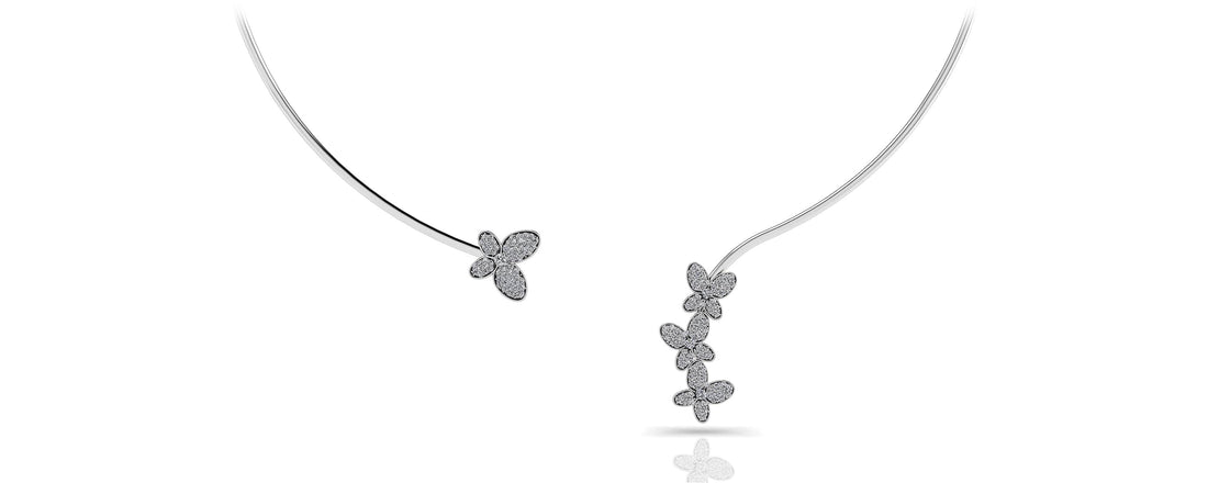 Diamond Butterfly Choker Lab-Grown Diamond  with 1.12 ct.(finished) 1mm, 1.1mm, 1.3mm