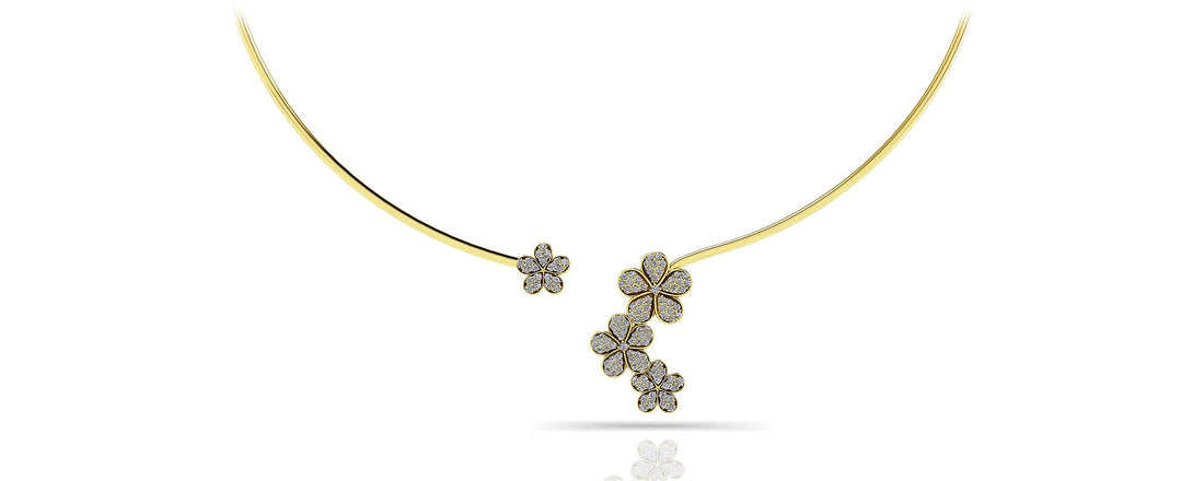 Diamond Flower Choker Lab-Grown Diamond  with 0.76 ct.(finished) 1mm, 1.3mm