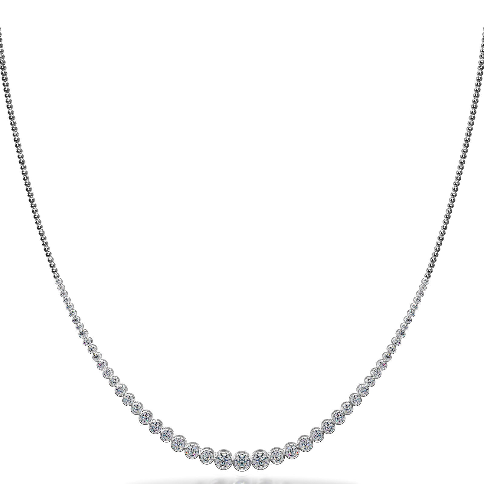 Round Bezel Set Diamond Necklace with Shiny Link Back Diamond  with 9.00 ct.(finished)