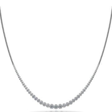 Round Bezel Set Diamond Necklace with Shiny Link Back Lab-Grown Diamond  with 2.01 ct.(finished) 1.8mm, 2mm, 2.25mm