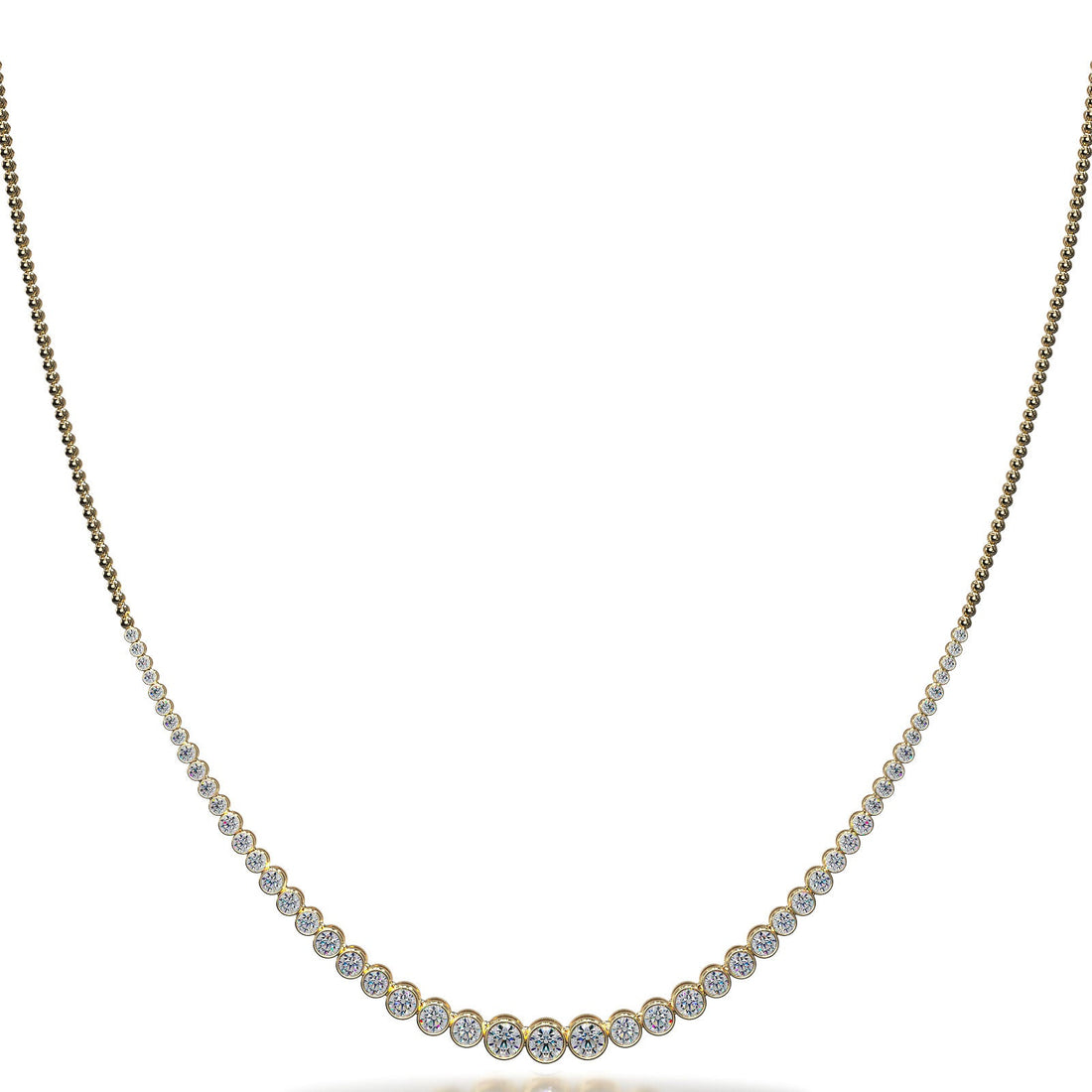 Round Bezel Set Diamond Necklace with Shiny Link Back Diamond  with 6.06 ct.(finished)