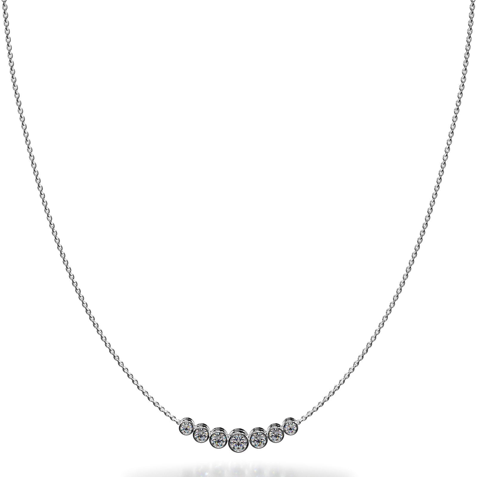 Brilliant Bezel Set Diamond Tennis Necklace With Chain Diamond  with 2.02 ct.(finished)