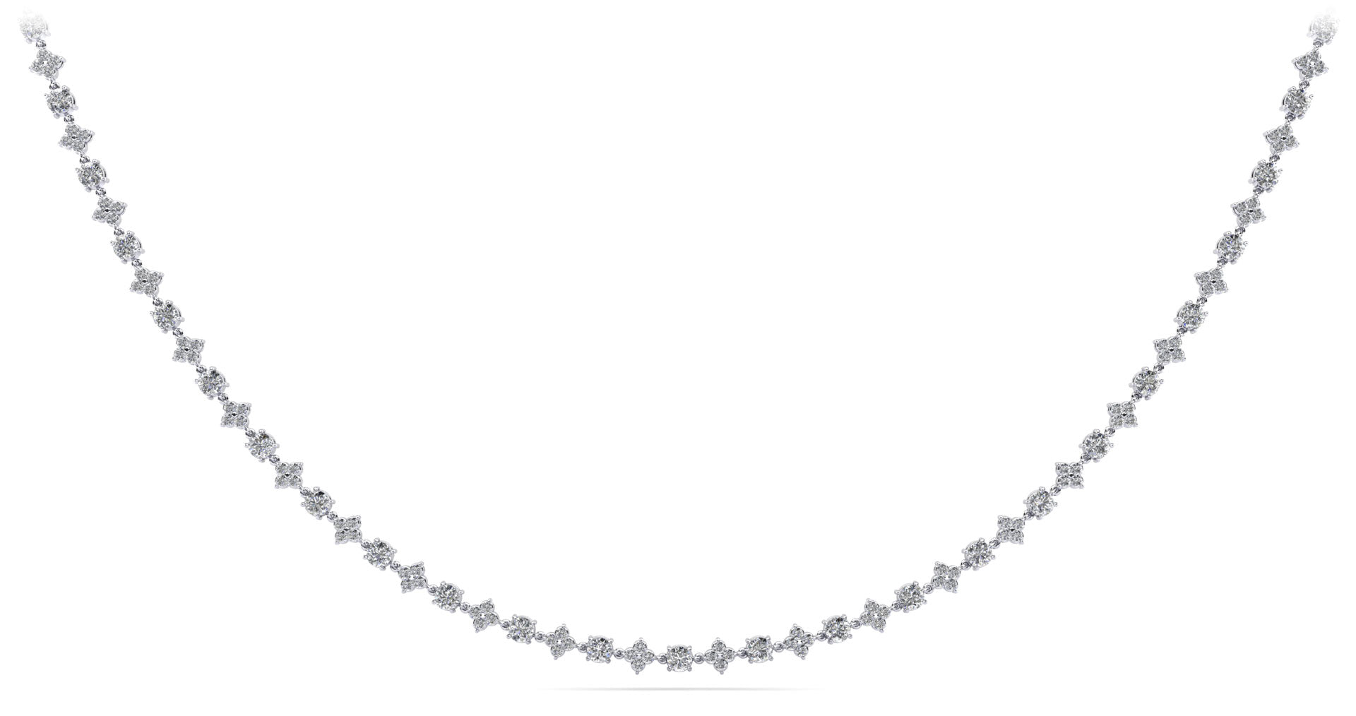 Alternating Clusters Diamond Necklace Lab-Grown Diamond  with 8.16 ct.(finished) 1.6mm, 3.5mm