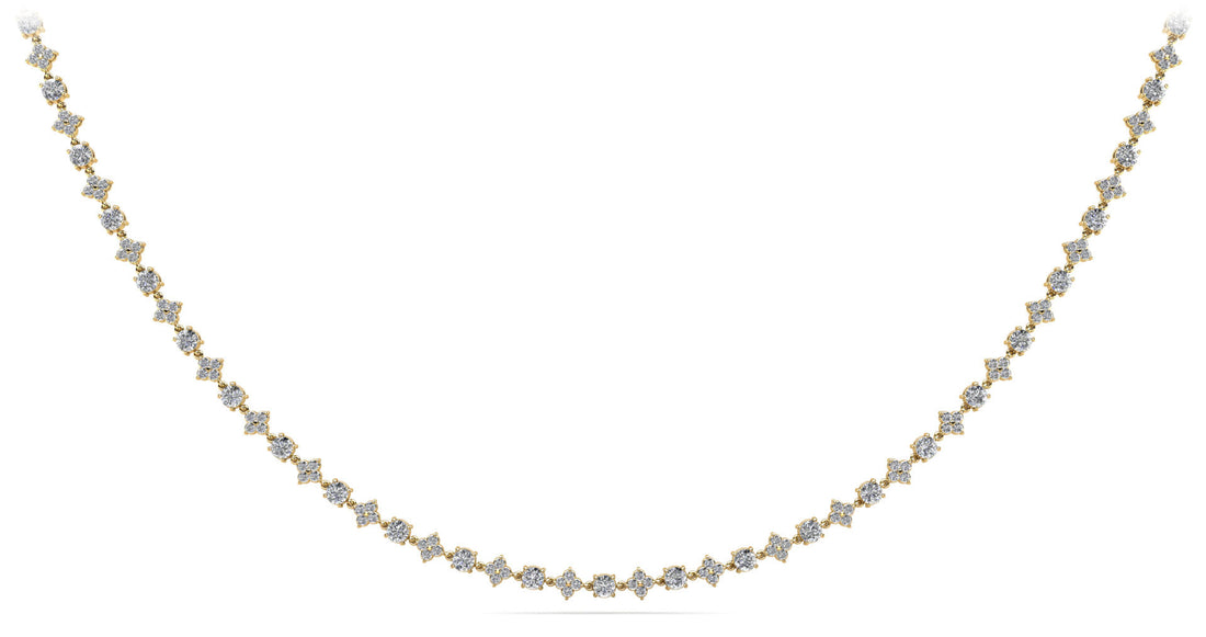 Alternating Clusters Diamond Necklace Diamond  with 8.16 ct.(finished) 1.6mm, 3.5mm