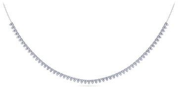 Three Stone Brilliant Tennis Necklace Lab-Grown Diamond  with 2.96 ct.(finished) 1.8mm, 2.1mm