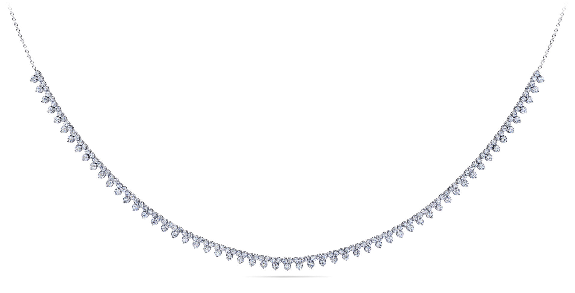 Three Stone Brilliant Tennis Necklace Diamond  with 2.96 ct.(finished) 1.8mm, 2.1mm