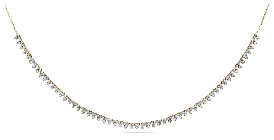 Three Stone Brilliant Tennis Necklace Diamond  with 2.96 ct.(finished) 1.8mm, 2.1mm