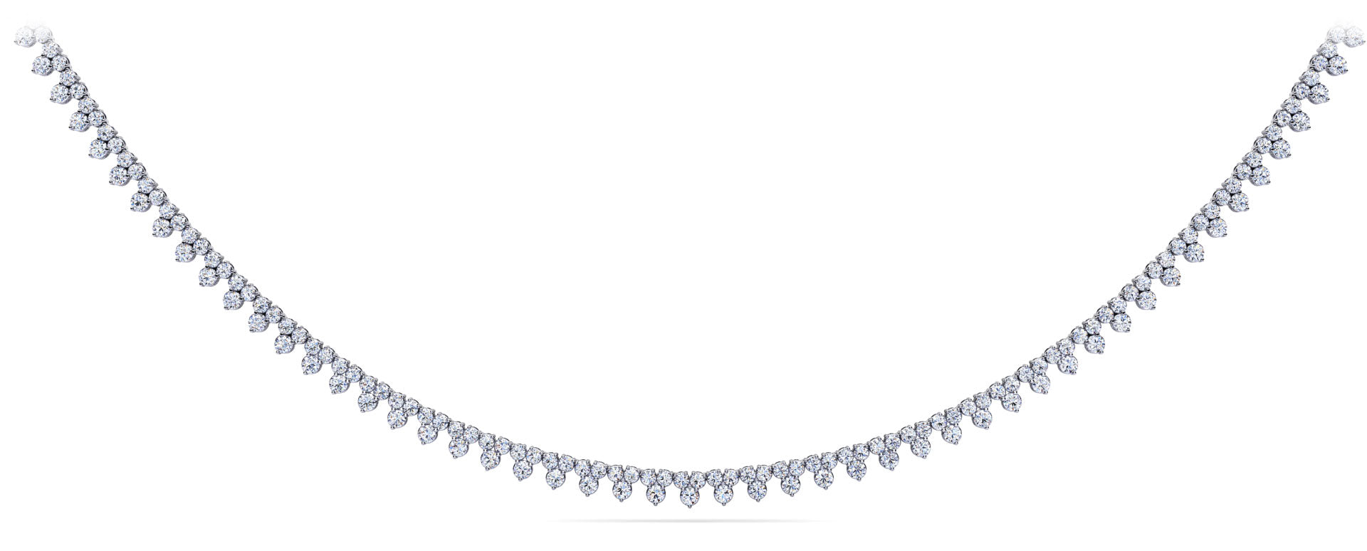 Three Stone Brilliant Diamond Tennis Necklace Lab-Grown Diamond  with 8.18 ct.(finished) 1.8mm, 2.1mm