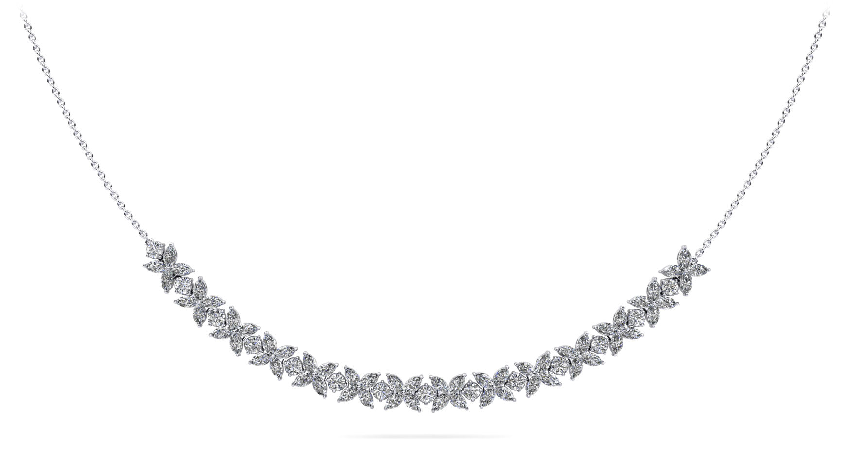 Flowers of Marquise Diamond Necklace Lab-Grown Diamond  with 9.50 ct.(finished) 4.75x3mm, 3.4mm