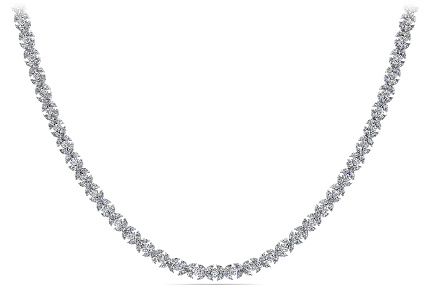 Flowers of Marquise Diamond Tennis Necklace Lab-Grown Diamond  with 28.40 ct.(finished) 3.7x2mm, 2.8mm