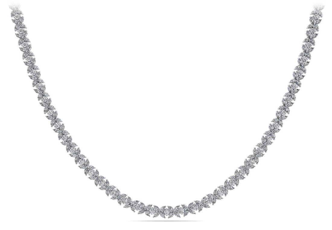 Flowers of Marquise Diamond Tennis Necklace Diamond  with 28.40 ct.(finished) 3.7x2mm, 2.8mm