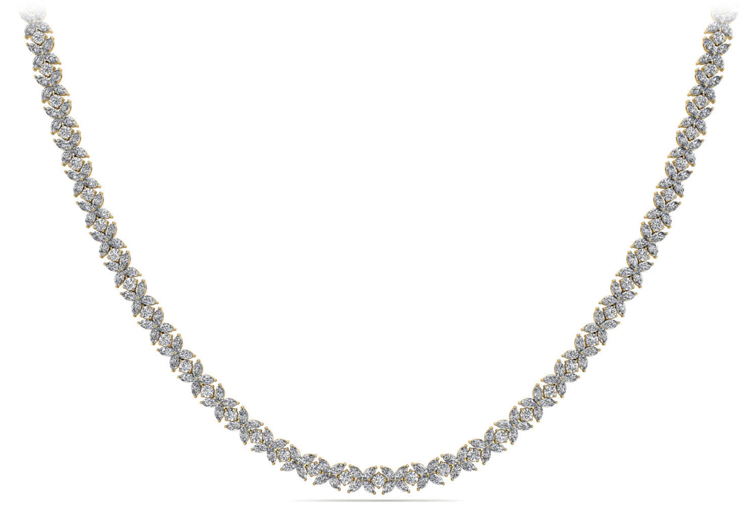 Flowers of Marquise Diamond Tennis Necklace Diamond  with 38.00 ct.(finished) 4.75x3mm, 3.4mm