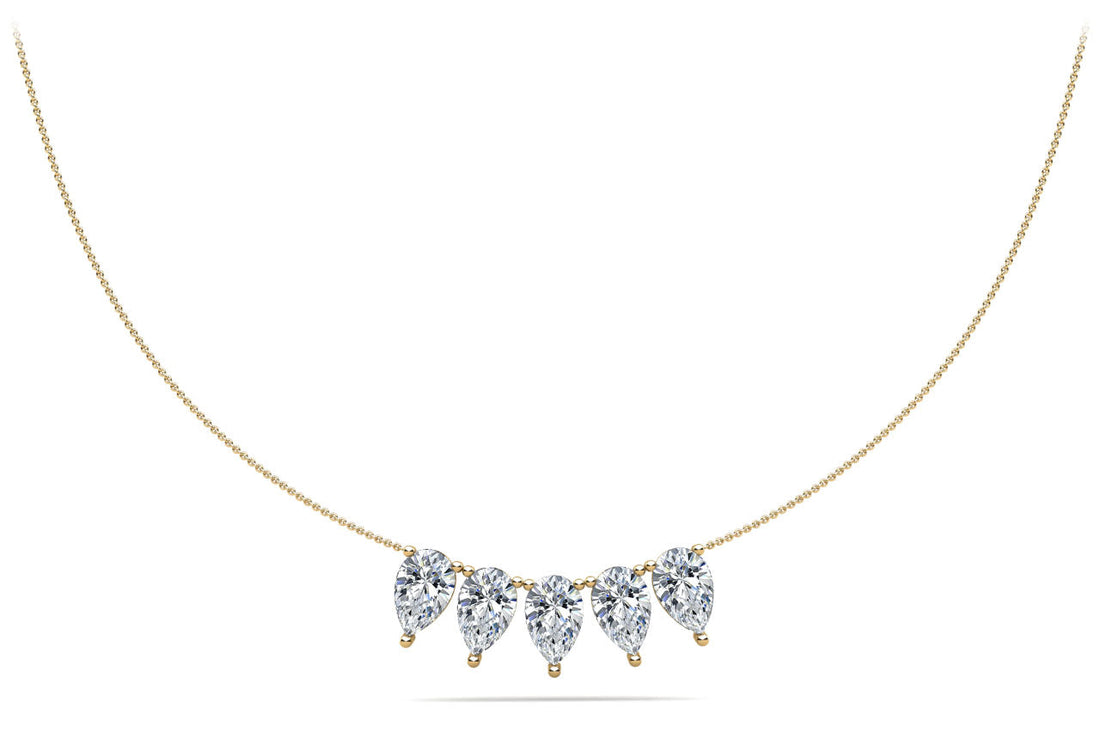 Five Stone Pear Shape Diamond Necklace Lab-Grown Diamond  with 2.50 ct.(finished) 7x4.5mm